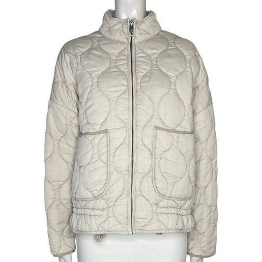 Abrigo Zara Acolchonado Bolsillos Beige - Talla XS