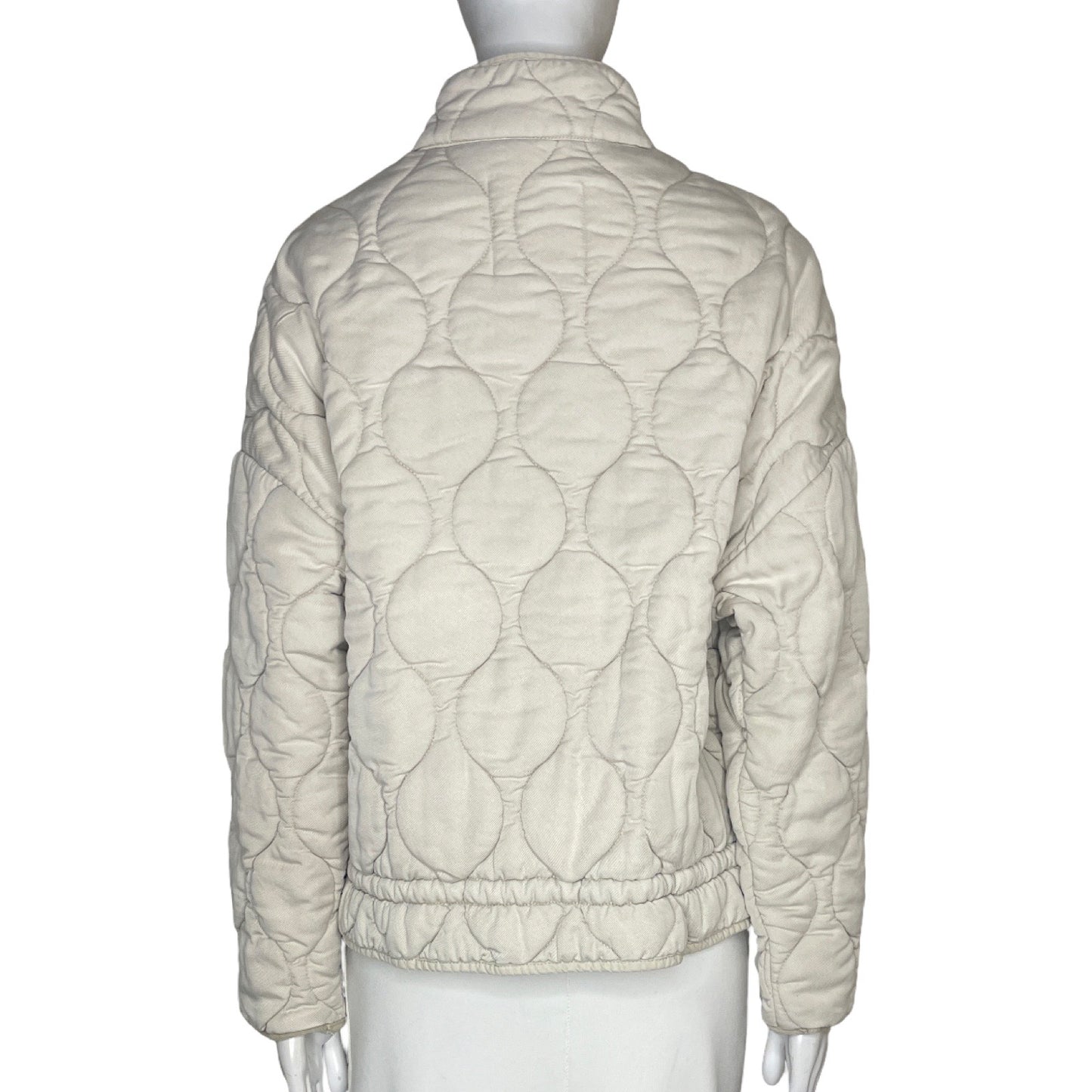 Abrigo Zara Acolchonado Bolsillos Beige - Talla XS
