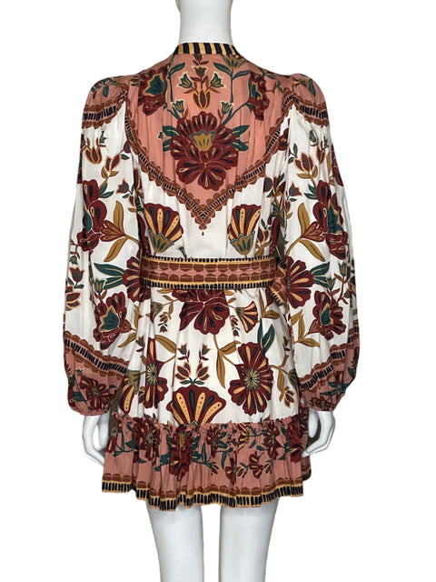 Vestido FarmRio Mangas Abullonadas Estampado Blanco - Talla S