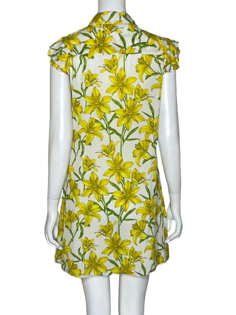 Vestido Alice + Olivia Flores Blanco - Talla S