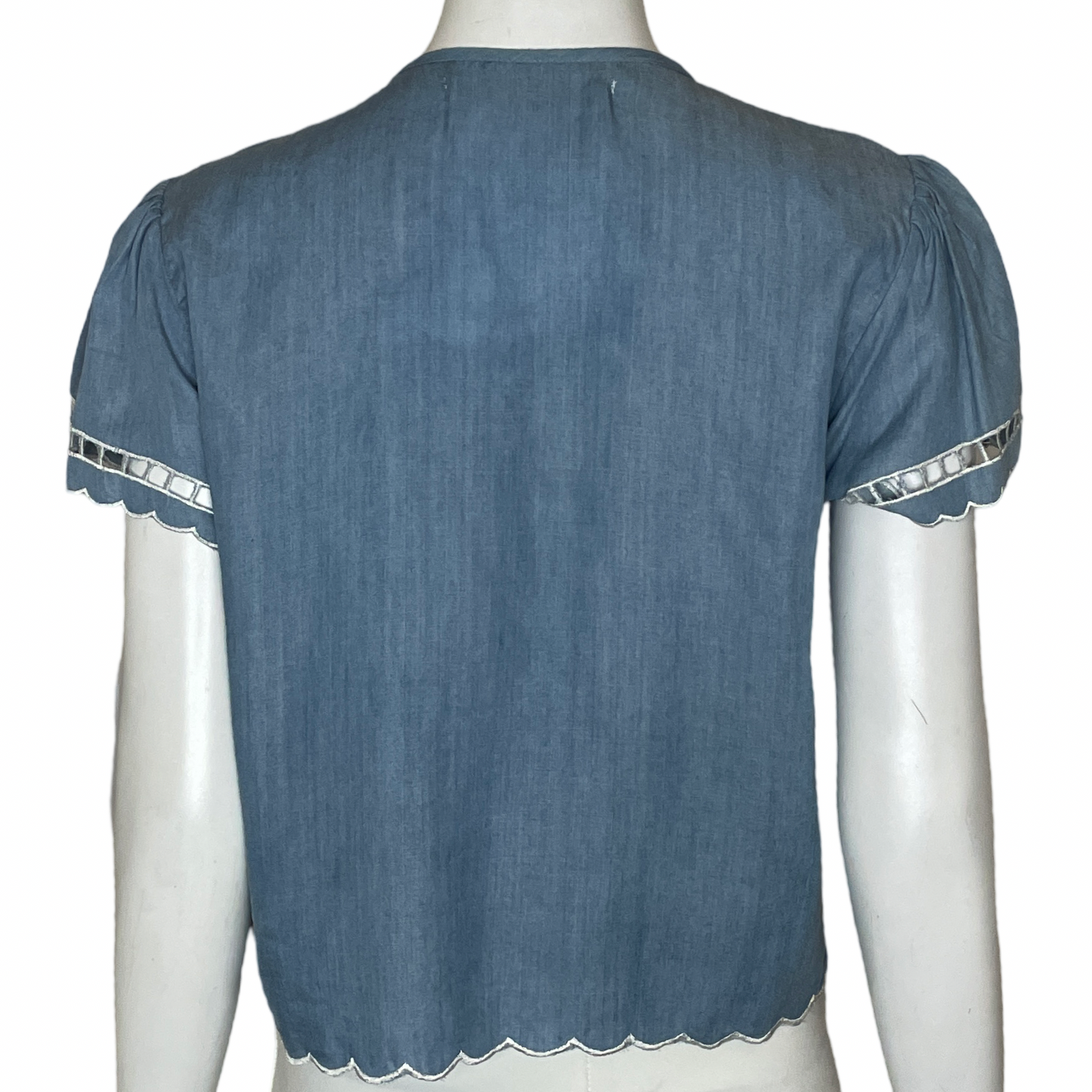 Blusa Lovers+Friends Troquelado Pedreria Azul-Talla M