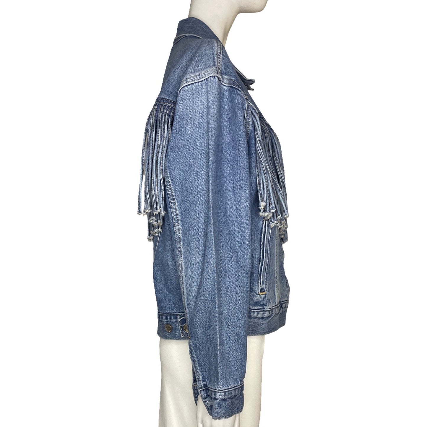 Chaqueta Gap Oversized Vaquera Con Flecos Denim  Azul - Talla XS