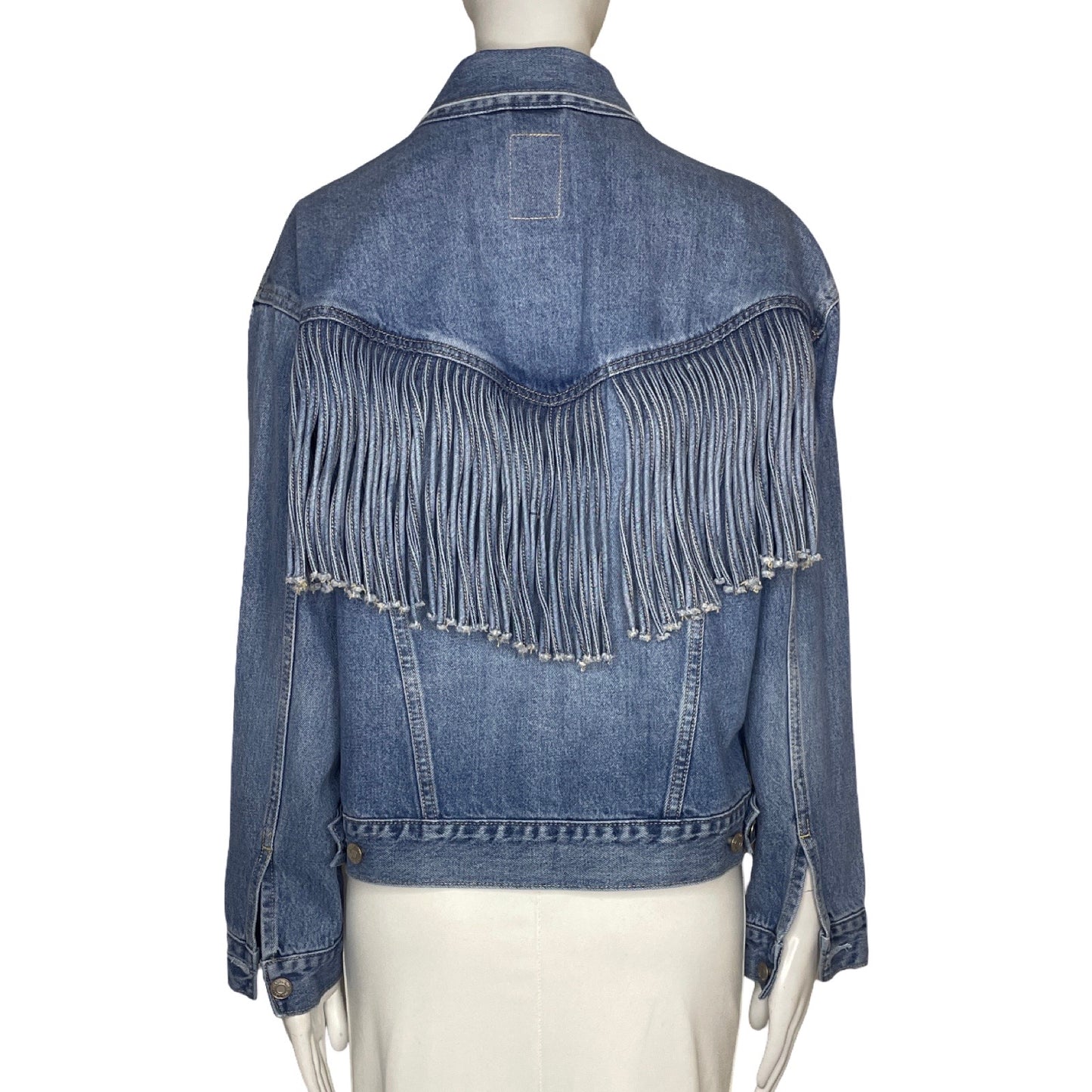 Chaqueta Gap Oversized Vaquera Con Flecos Denim  Azul - Talla XS