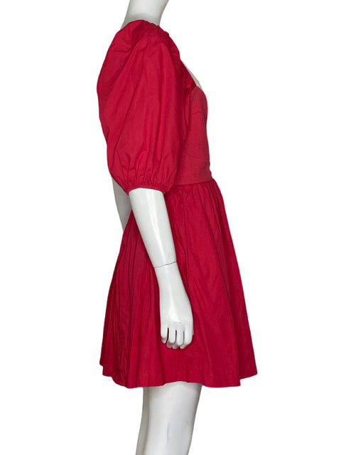 Vestido Maeve Botones Mangas Abullonadas Rojo - Talla S