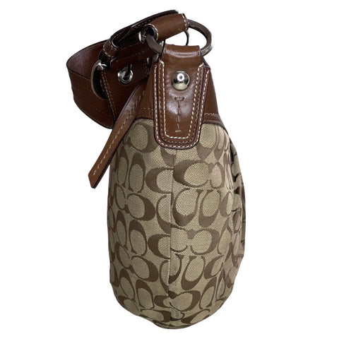 * Cartera Cooach Signature Pleated Hobo Marròn