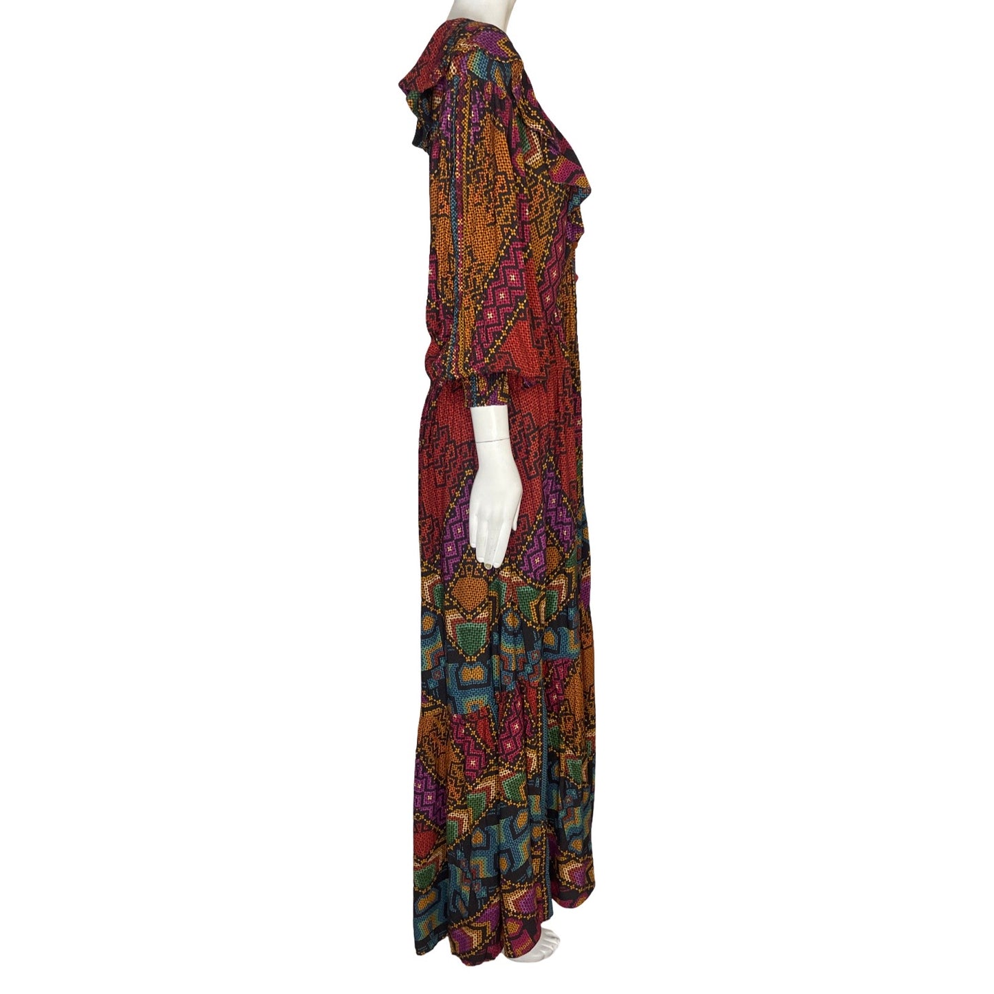 Vestido Farm Rio Mangas Larga Estampado Fucsia  - Talla M