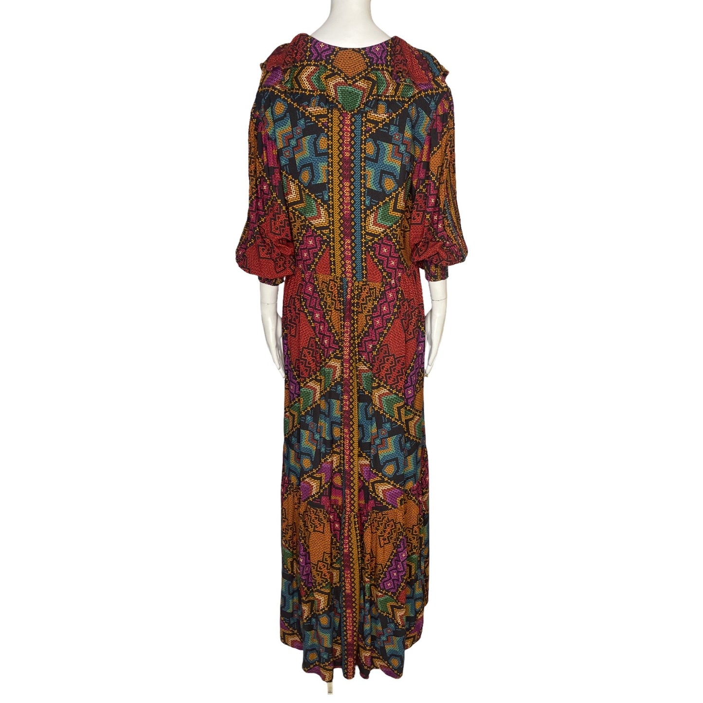 Vestido Farm Rio Mangas Larga Estampado Fucsia  - Talla M