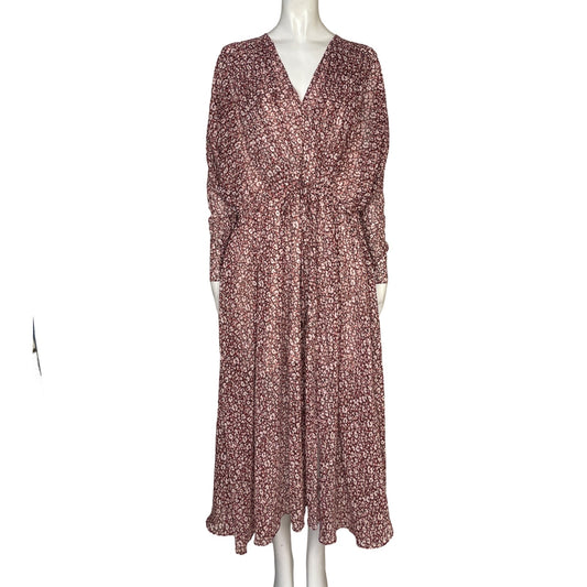 Vestido Ted Baker Cuello V Estampado Rojo - Talla 1