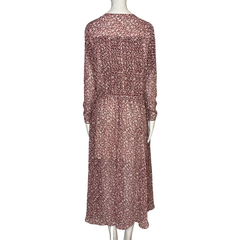 Vestido Ted Baker Cuello V Estampado Rojo - Talla 1