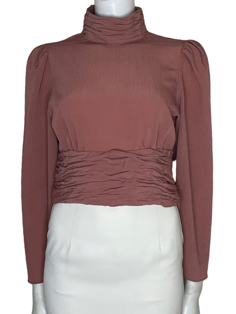 Blusa Zara Plisada Rosado-Talla S
