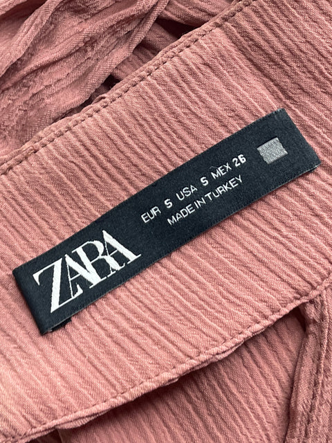 Blusa Zara Plisada Rosado-Talla S