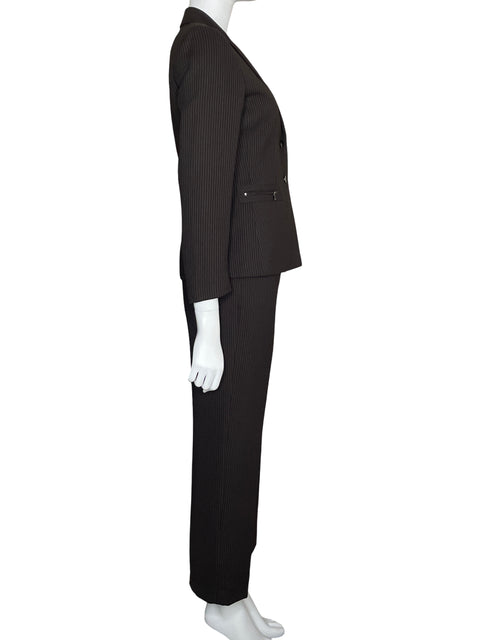 Set Tahari Rayas Blazer+Pantalón Marrón-Talla 4