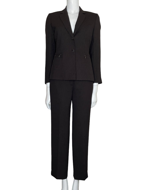 Set Tahari Rayas Blazer+Pantalón Marrón-Talla 4