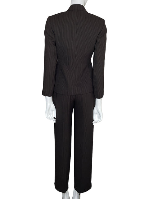 Set Tahari Rayas Blazer+Pantalón Marrón-Talla 4