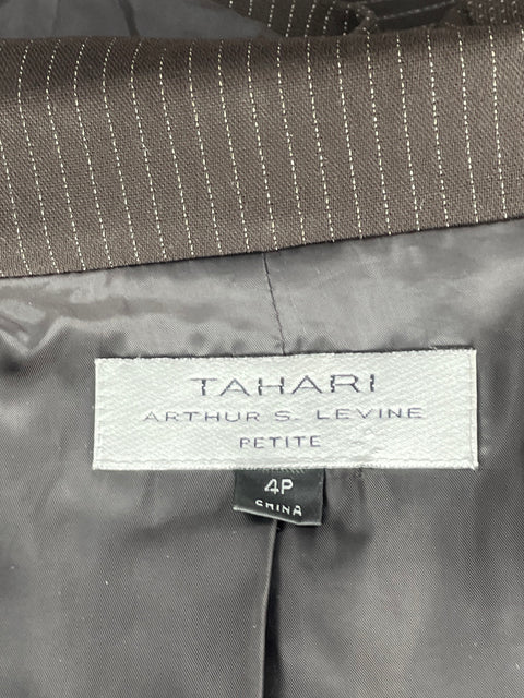Set Tahari Rayas Blazer+Pantalón Marrón-Talla 4