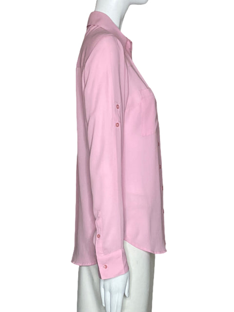 Camisa Express Cuello V Bolsillos Rosado-Talla S
