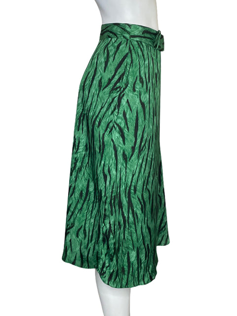 Falda Inc Midi Print Verde-Talla 2