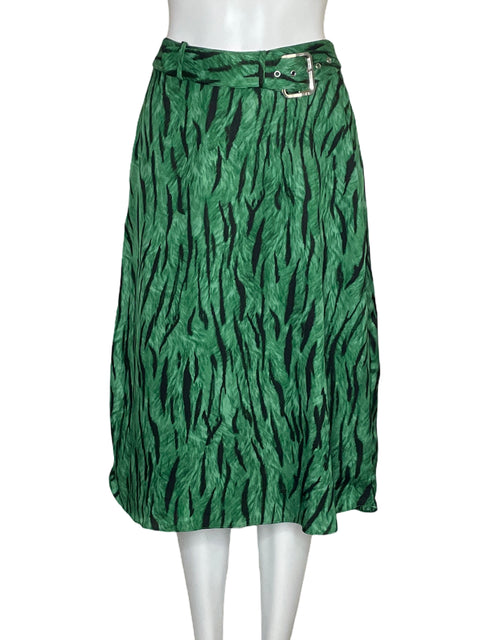 Falda Inc Midi Print Verde-Talla 2