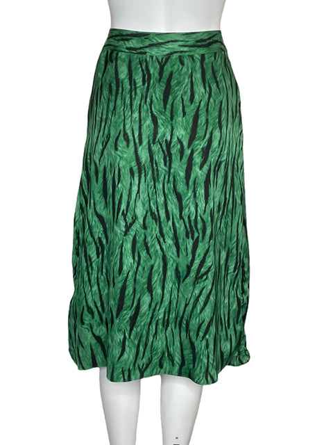 Falda Inc Midi Print Verde-Talla 2