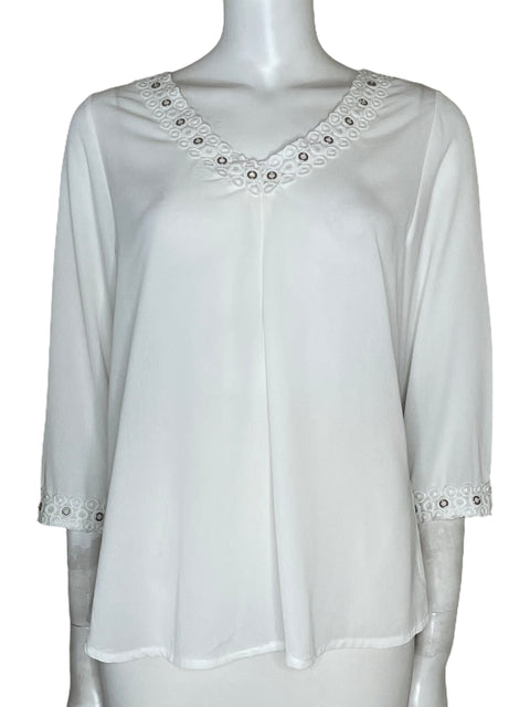 Blusa Hot Delicious Manga Larga Blanco-Talla L