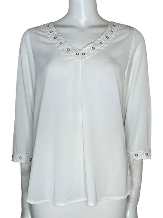 Blusa Hot Delicious Manga Larga Blanco-Talla L
