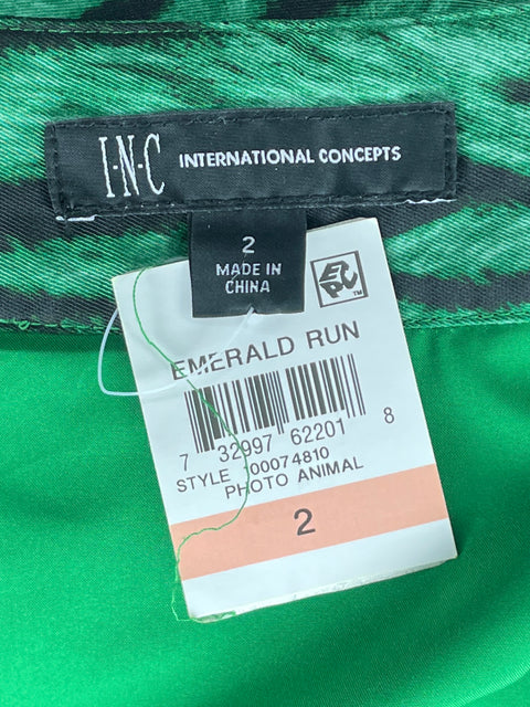 Falda Inc Midi Print Verde-Talla 2