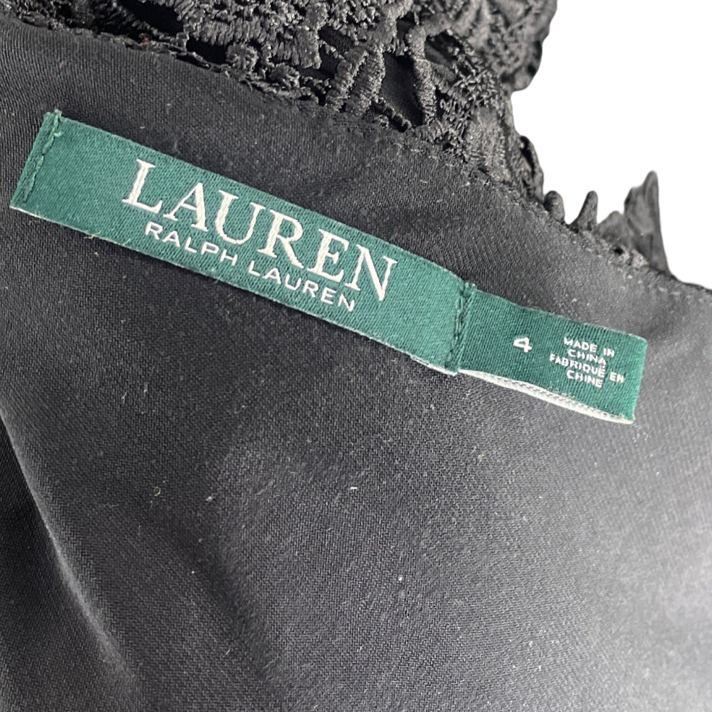 Vestido Ralph Lauren Sin Mangas Encaje Negro - Talla 4