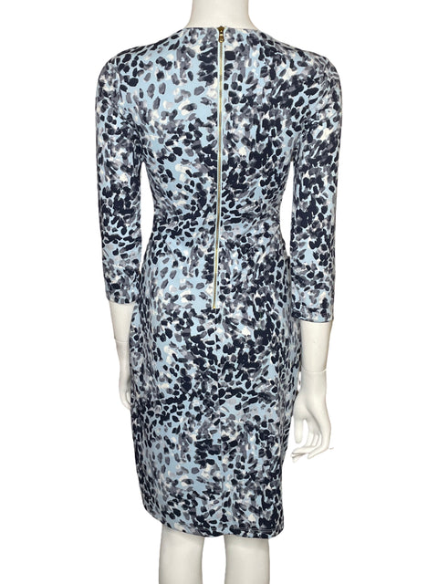 Vestido Donna Karan Midi Print Azul-Talla 4