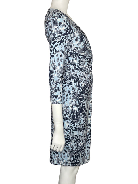 Vestido Donna Karan Midi Print Azul-Talla 4
