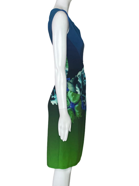 Vestido Roberto Cavalli Drapeado Estampado Azul-Talla 40