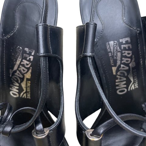 * Sandalia Salvatore Ferragamo Galilea tacòn Tubular Negro-Talla 37