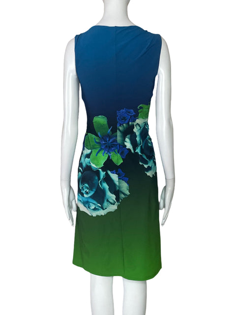 Vestido Roberto Cavalli Drapeado Estampado Azul-Talla 40