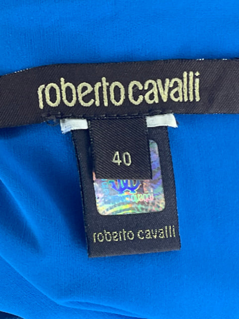 Vestido Roberto Cavalli Drapeado Estampado Azul-Talla 40