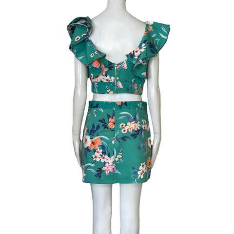 Set Latiste Top + Falda Floral Verde - Talla M
