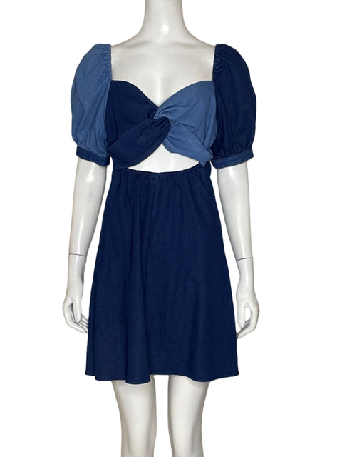 Vestido Sachin & Babi Denim Mangas Abullonadas Azul - Talla S