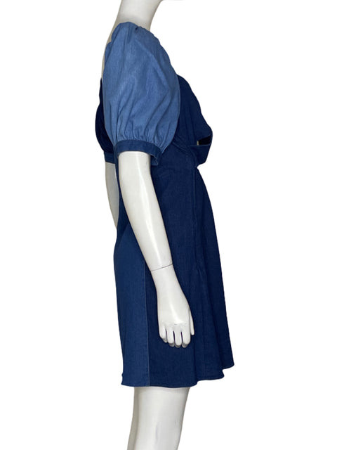 Vestido Sachin & Babi Denim Mangas Abullonadas Azul - Talla S