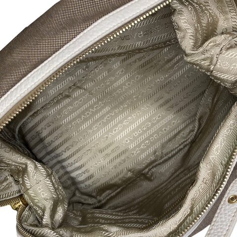 * Cartera Prada Jacquard Logo Shoulder Bag Beige-
Talla M