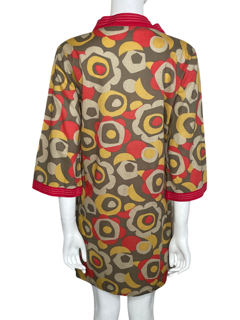 Vestido Mitra Playero Estampado Marrón-Talla L