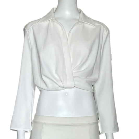 Blusa Zara Cuello V Blanco-Talla S