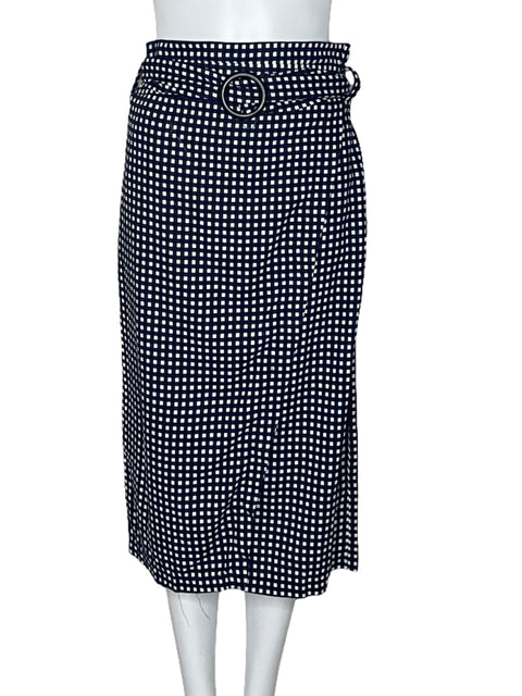 Falda Cotton:On Cuadros Cinturon Azul-Talla S