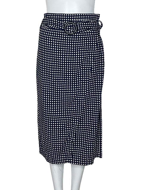 Falda Cotton:On Cuadros Cinturon Azul-Talla S