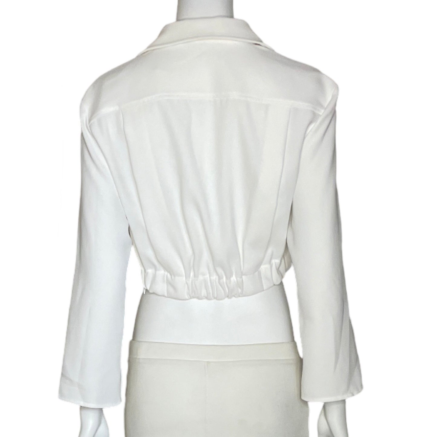 Blusa Zara Cuello V Blanco-Talla S