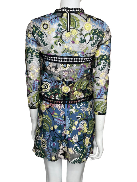 Set  Whole 9 Yards Encaje Floral Negro-Talla M