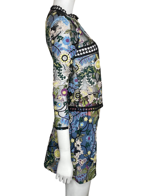 Set  Whole 9 Yards Encaje Floral Negro-Talla M