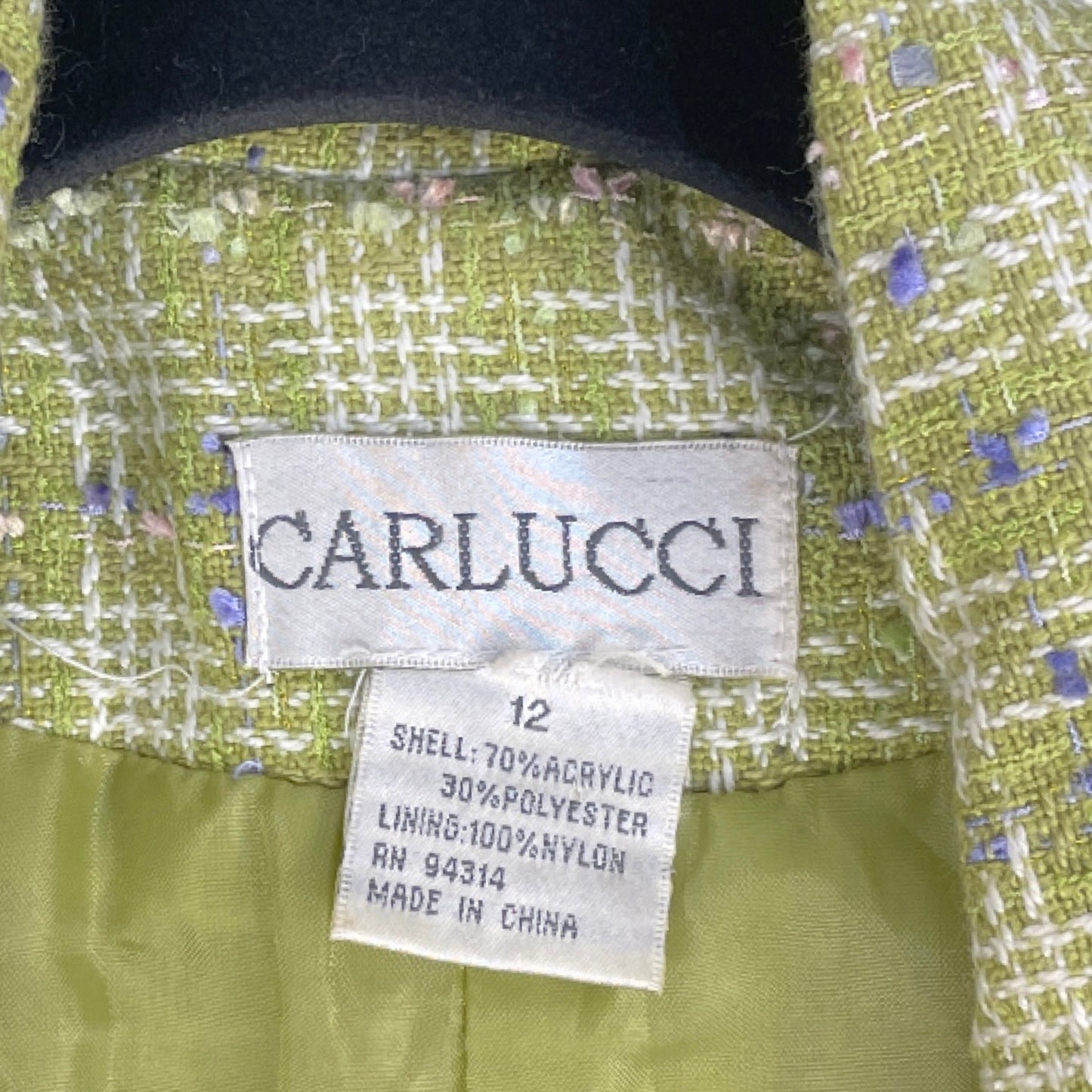 Abrigo Carlucci Tweed Coats Verde -Talla 12