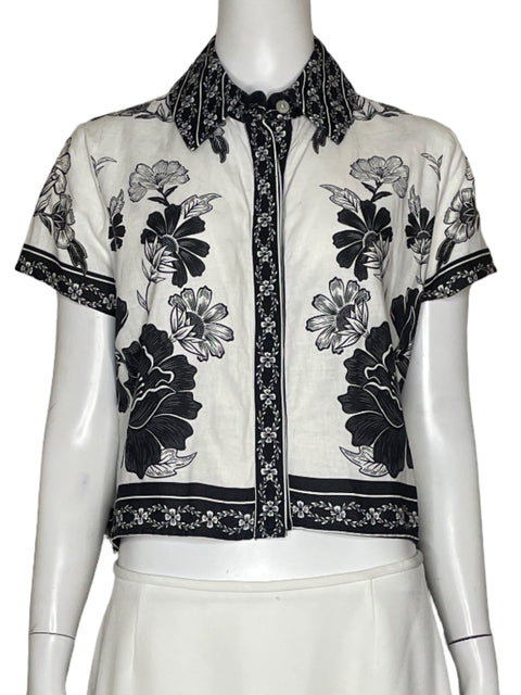 Camisa FarmRio Flores Blanco - Talla XS