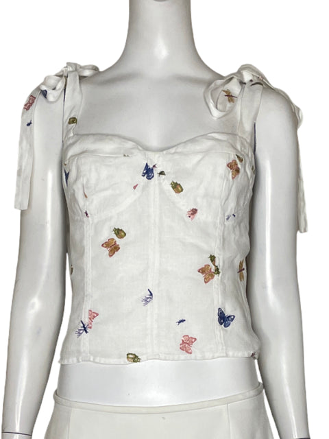 Blusa Reformation Lino Blanco - Talla 6