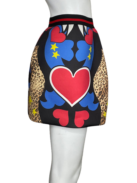 Falda Loredana Mini Estampada Negro-Talla XS