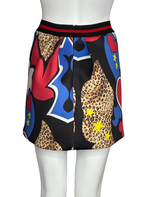 Falda Loredana Mini Estampada Negro-Talla XS