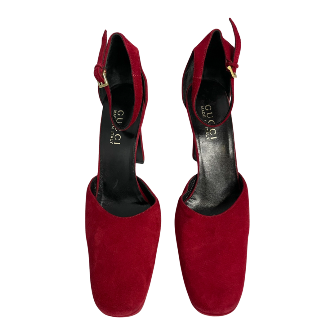 Calzado Gucci Tacones Gamuza Rojo-Talla 36.5